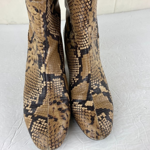 Zara Snake Skin Print Womens Sz US Sz 8 Heeled Mid Calf Boot Zip Back Eu 39 - Picture 5 of 11